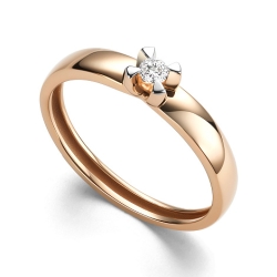 Кольцо из красного золота с камнями Бриллиант