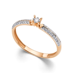 Кольцо из красного золота с камнями Бриллиант