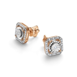 Cercei Pusete din aur roșu cu pietre Diamant