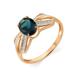 Inel din aur roșu cu Cubic Zirconia Incolor, Topaz London
