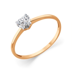 Inel din aur roșu cu pietre Cubic Zirconia Incolor