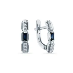 Серьги из белого золота с камнями Бриллиант, Сапфир