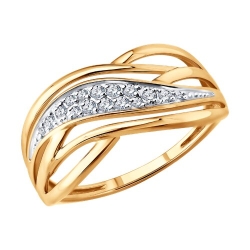 Inel din aur roșu cu pietre Cubic Zirconia Incolor