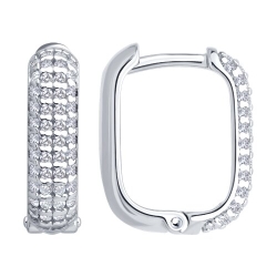 Cercei Creole din argint  cu pietre Cubic Zirconia Incolor
