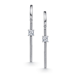 Серьги Длинные из серебра с камнями Фианит