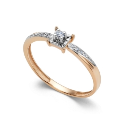 Кольцо из красного золота с камнями Бриллиант