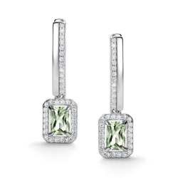 Cercei Suspendați din argint  cu pietre Cubic Zirconia Incolor, Prasiolit