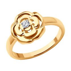 Inel din aur roșu cu pietre Cubic Zirconia Incolor