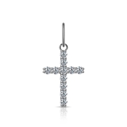 Cruce din aur alb cu pietre Cubic Zirconia Incolor