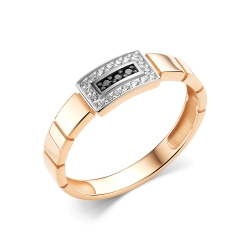 Inel din aur roșu cu pietre Cubic Zirconia Incolor, Cubic Zirconia Negru