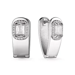 Cercei din aur alb cu Cubic Zirconia Incolor