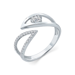 Кольцо из белого золота с камнями Бриллиант