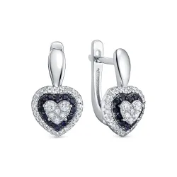 Cercei din aur alb cu Diamant, Safir