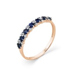 Inel din aur roșu cu pietre Diamant, Safir