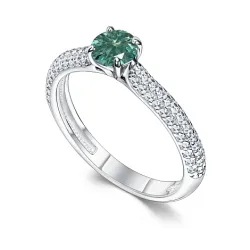 Inel din argint cu Cubic Zirconia Incolor, Moissanite Verde