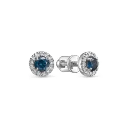 Cercei Pusete din aur alb cu Diamant, Diamant albastru