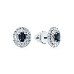Cercei Pusete din aur alb cu Diamant, Safir