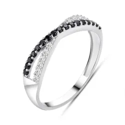 Inel din aur alb cu Cubic Zirconia Incolor, Cubic Zirconia Negru
