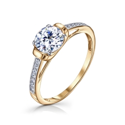 Inel din aur roșu cu pietre Cubic Zirconia Incolor