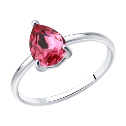 Кольцо из серебра с камнями Кристалл розовый