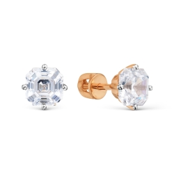 Cercei Pusete din aur roșu cu pietre Cubic Zirconia Incolor