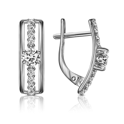 Серьги из серебра с камнями Фианит