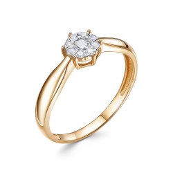 Кольцо из красного золота с камнями Бриллиант