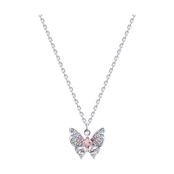 Colier din argint cu Cubic Zirconia Incolor, Cubic Zirconia Roz