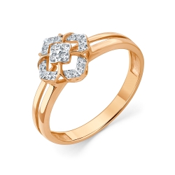 Inel din aur roșu cu pietre Diamant