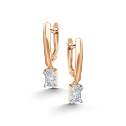 Серьги Длинные из красного золота с камнями Бриллиант