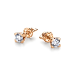 Серьги Пусеты из красного золота с камнями Бриллиант