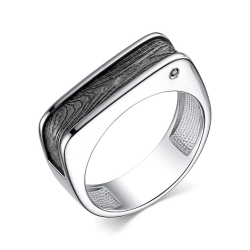 Кольцо из серебра с камнями Черный бриллиант