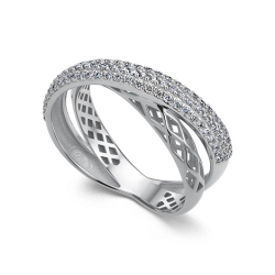 Кольцо из белого золота с камнями Бриллиант