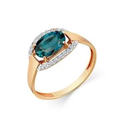 Inel din aur roșu cu Cubic Zirconia Incolor, Topaz London