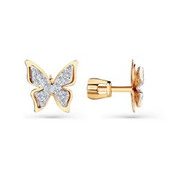 Cercei Pusete din aur roșu cu pietre Cubic Zirconia Incolor