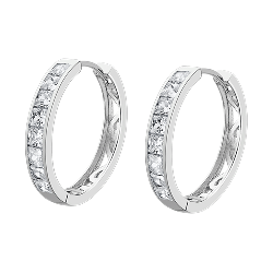 Cercei Creole din argint  cu pietre Cubic Zirconia Incolor