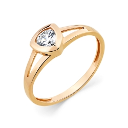 Inel din aur roșu cu Cubic Zirconia Incolor
