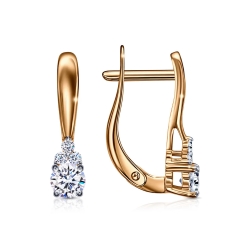 Cercei din aur roșu cu pietre Cubic Zirconia Incolor