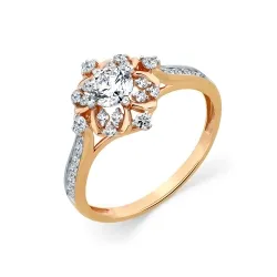 Inel din aur roșu cu Cubic Zirconia Incolor