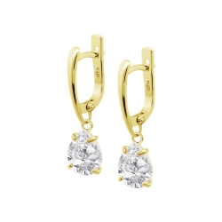 Cercei Suspendați din argint placat cu aur  cu pietre Cubic Zirconia Incolor