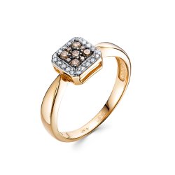 Inel din aur roșu cu pietre Diamant, Diamant Cognac