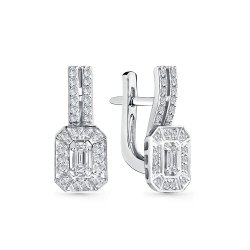 Серьги из белого золота с камнями Бриллиант