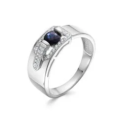 Inel din aur alb cu Diamant, Safir