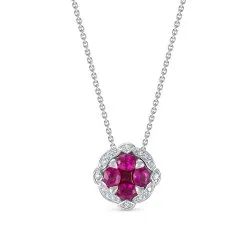 Colier din aur alb cu Diamant, Rubin