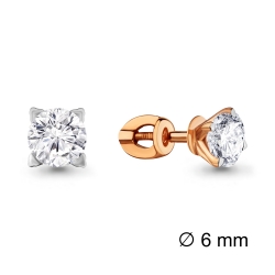 Серьги Пусеты из красного золота с камнями Swarovski