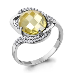 Inel din argint  cu pietre Cubic Zirconia Incolor, Cuarț lemon