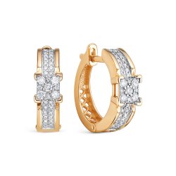 Cercei Creole din aur roșu cu pietre Diamant