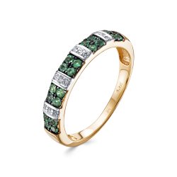 Inel din aur roșu cu pietre Diamant, Smarald