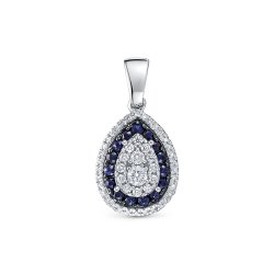 Pandantiv din aur alb cu pietre Diamant, Safir