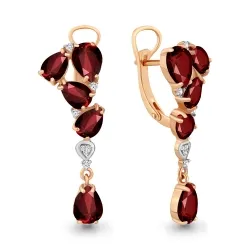 Cercei Suspendați din aur roșu cu Cubic Zirconia Incolor, Granat
